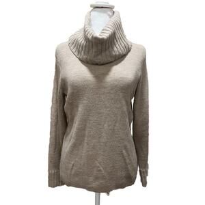 Fenn Wright Manson Women Tan Cowl Neck Merino Wool Sweater M Warm Cabincore Cozy